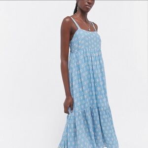 Urban Outfitters Women's Midi Dress Cottagecore Haverford Frock Blue EUC Sz L
